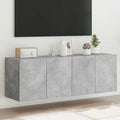 vidaXL Ścienne szafki TV z LED, 2 szt., szarość betonu, 60x35x41 cm