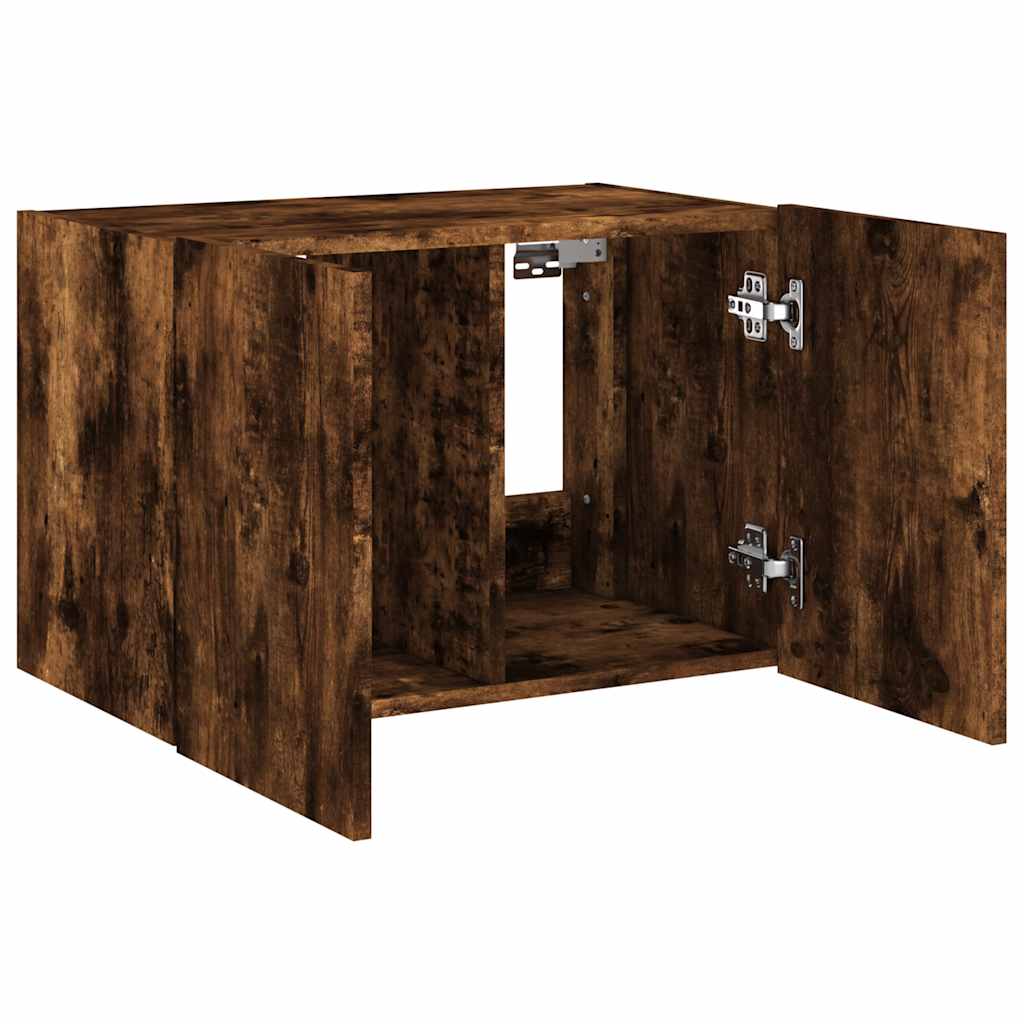 vidaXL Ścienna szafka TV z LED, przydymiony dąb, 60x35x41 cm
