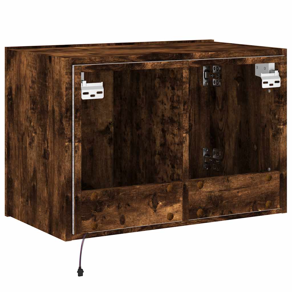 vidaXL Ścienna szafka TV z LED, przydymiony dąb, 60x35x41 cm