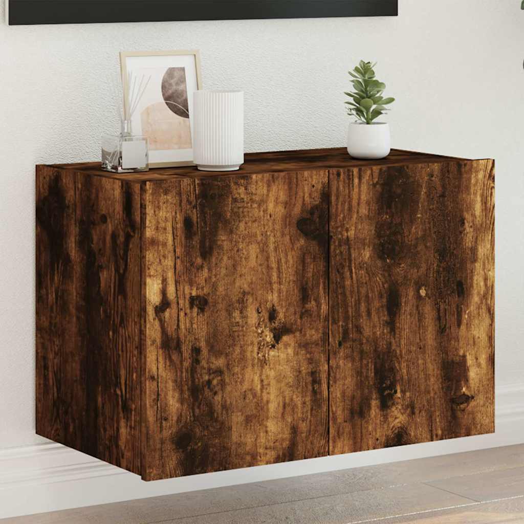 vidaXL Ścienna szafka TV z LED, przydymiony dąb, 60x35x41 cm