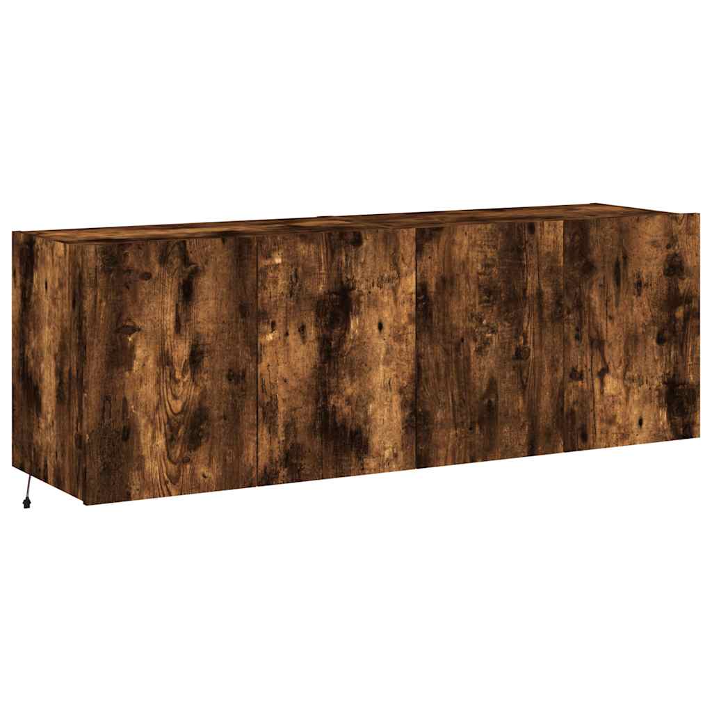 vidaXL Ścienne szafki TV z LED, 2 szt., przydymiony dąb, 60x35x41 cm