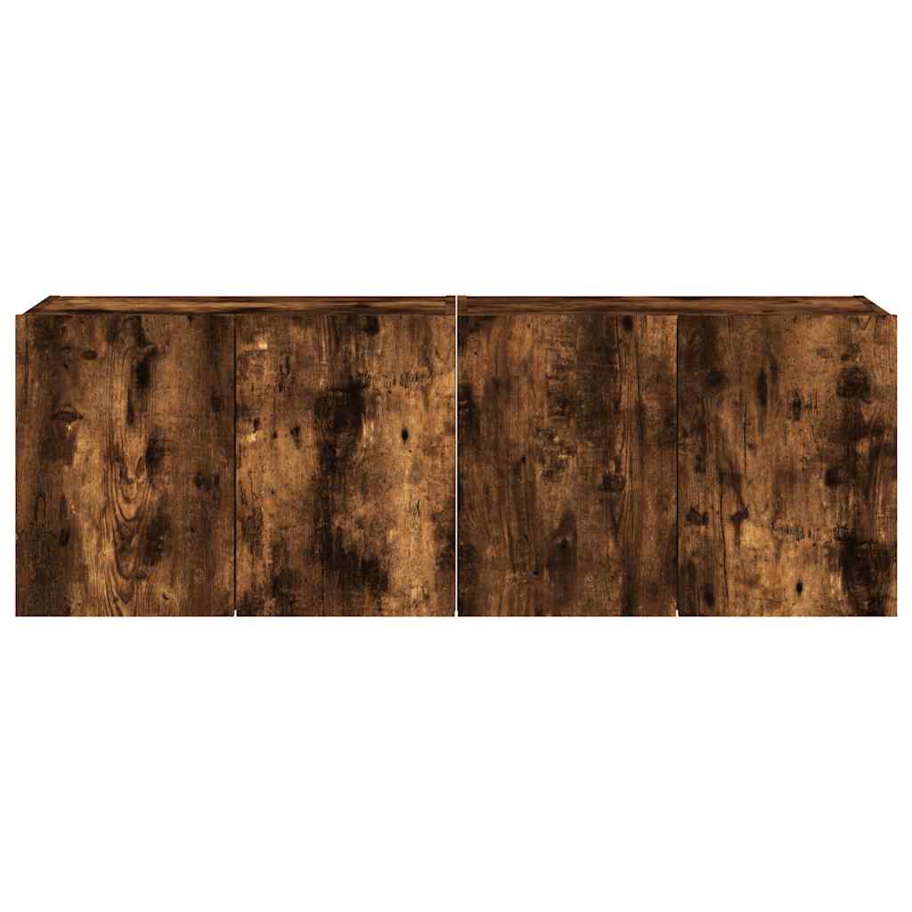 vidaXL Ścienne szafki TV z LED, 2 szt., przydymiony dąb, 60x35x41 cm