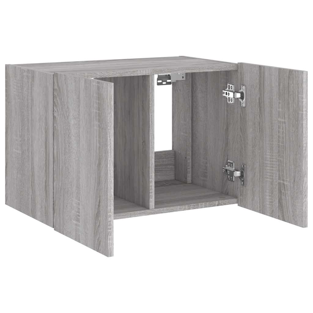 vidaXL Ścienna szafka TV z LED, szary dąb sonoma, 60x35x41 cm