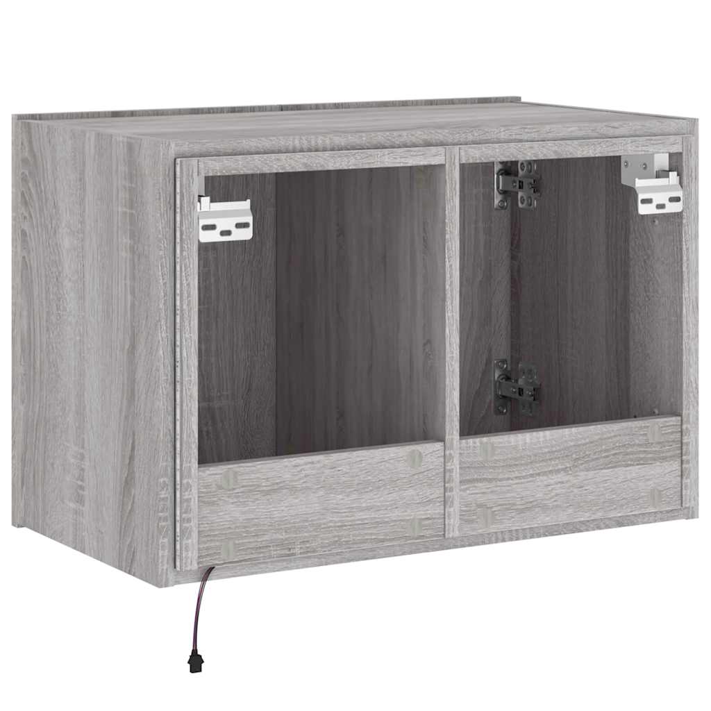 vidaXL Ścienna szafka TV z LED, szary dąb sonoma, 60x35x41 cm