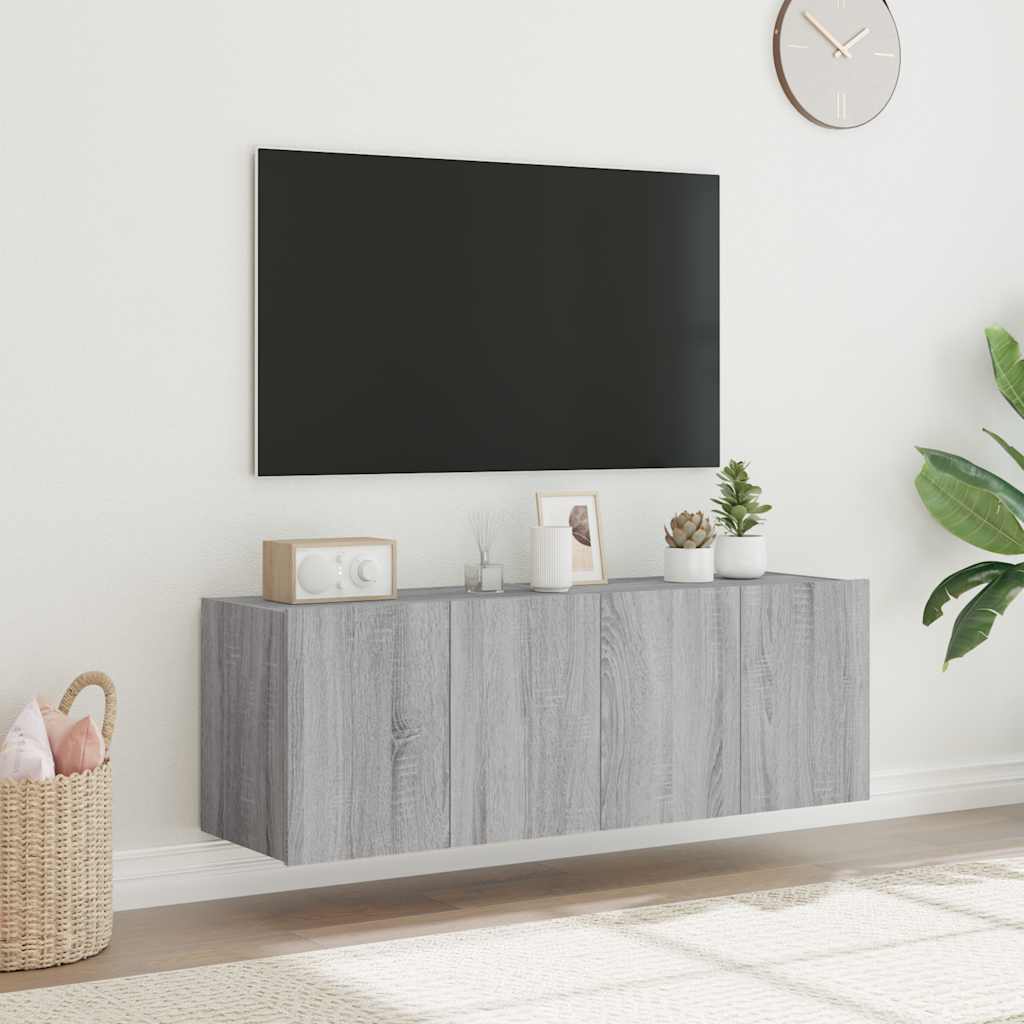 vidaXL Ścienne szafki TV z LED, 2 szt., szary dąb sonoma, 60x35x41 cm
