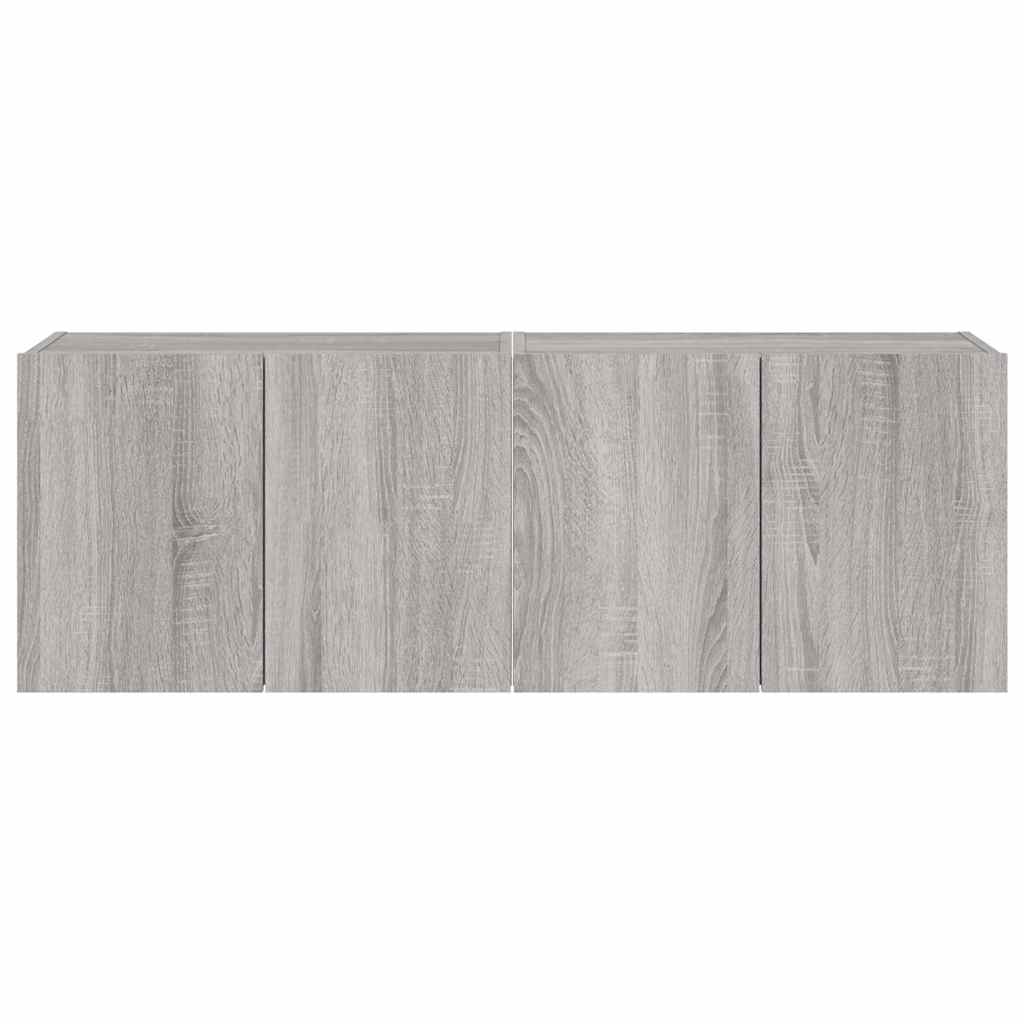 vidaXL Ścienne szafki TV z LED, 2 szt., szary dąb sonoma, 60x35x41 cm