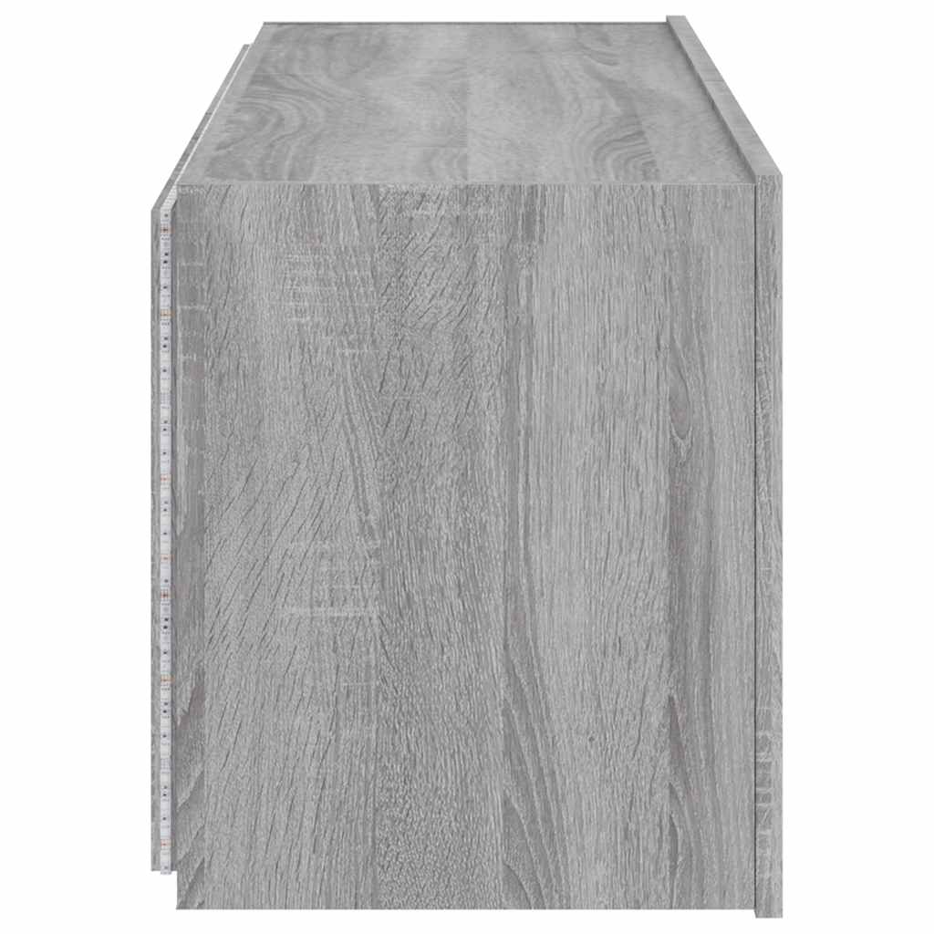 vidaXL Ścienne szafki TV z LED, 2 szt., szary dąb sonoma, 60x35x41 cm