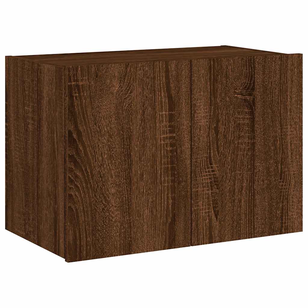 vidaXL Ścienna szafka TV z LED, brązowy dąb, 60x35x41 cm