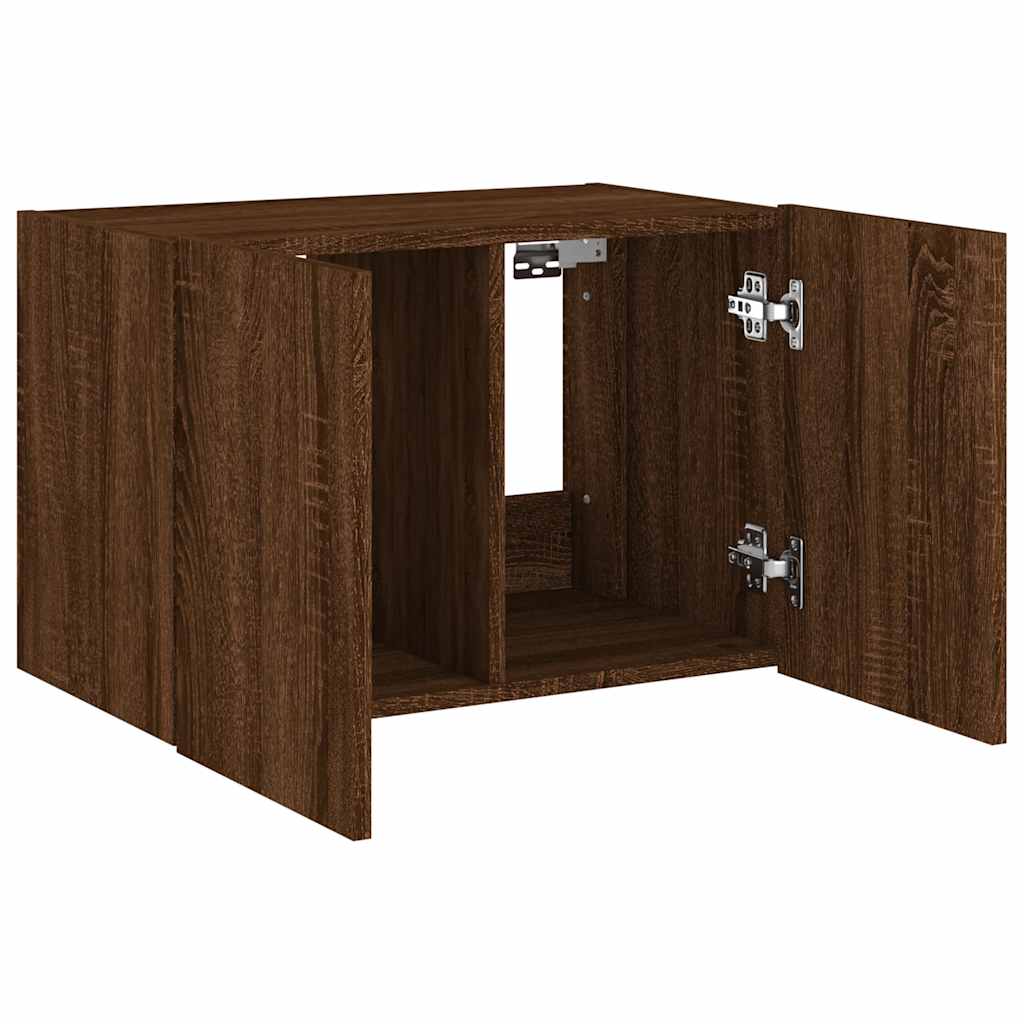 vidaXL Ścienna szafka TV z LED, brązowy dąb, 60x35x41 cm