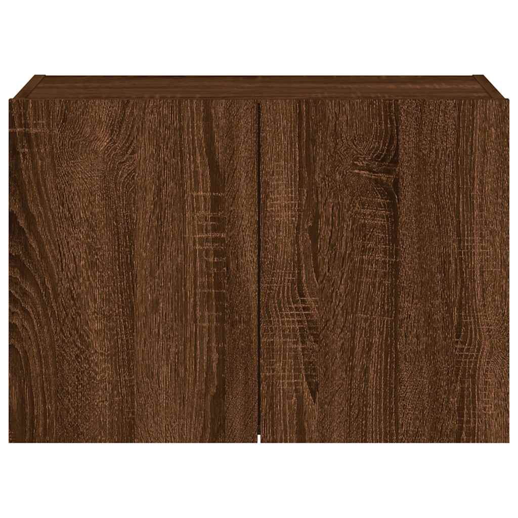 vidaXL Ścienna szafka TV z LED, brązowy dąb, 60x35x41 cm
