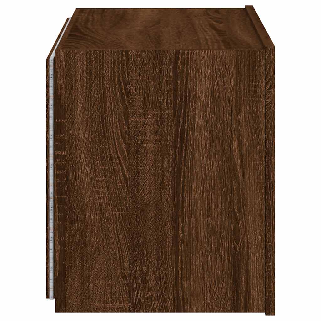 vidaXL Ścienna szafka TV z LED, brązowy dąb, 60x35x41 cm
