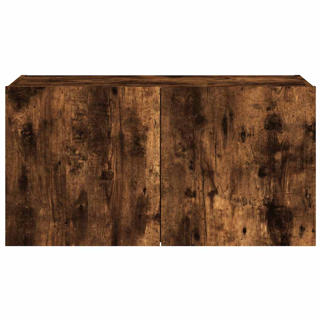 vidaXL Ścienna szafka TV z LED, przydymiony dąb, 80x35x41 cm