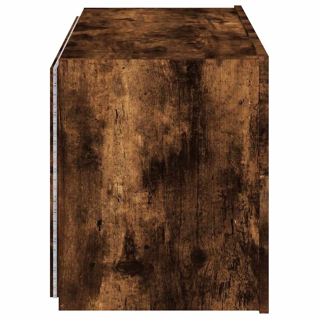 vidaXL Ścienna szafka TV z LED, przydymiony dąb, 80x35x41 cm
