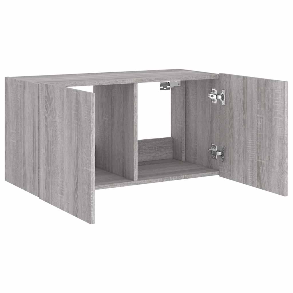 vidaXL Ścienna szafka TV z LED, szary dąb sonoma, 80x35x41 cm