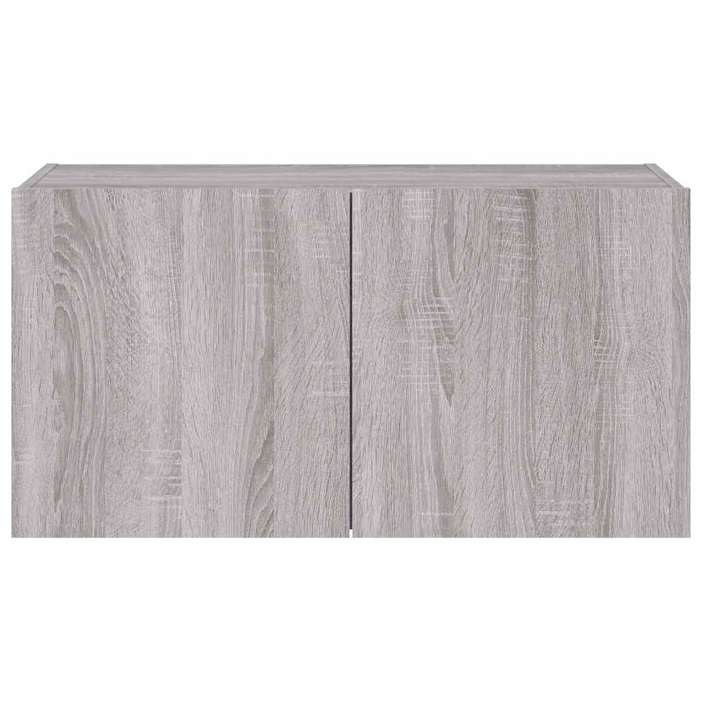 vidaXL Ścienna szafka TV z LED, szary dąb sonoma, 80x35x41 cm