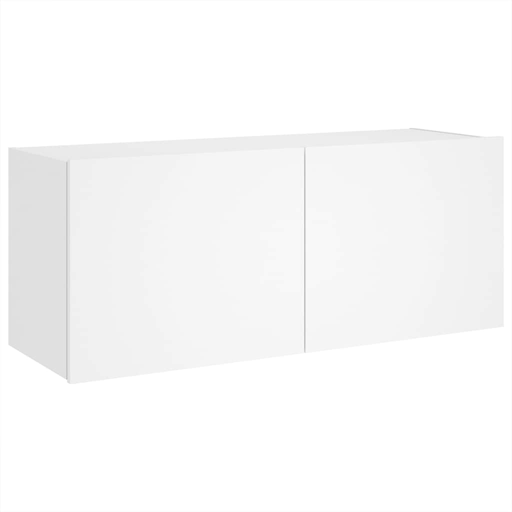 vidaXL Ścienna szafka TV z LED, biała, 100x35x41 cm