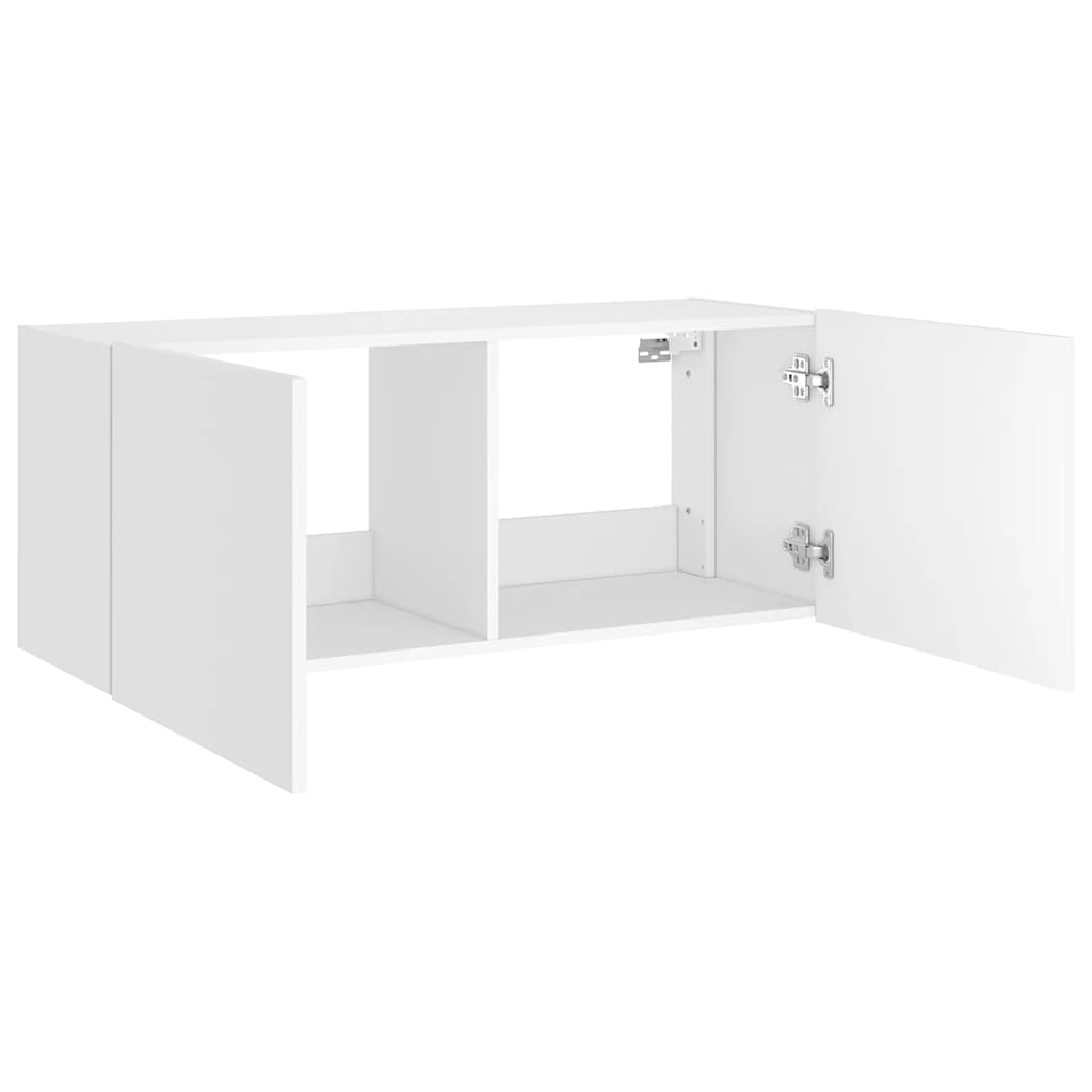 vidaXL Ścienna szafka TV z LED, biała, 100x35x41 cm