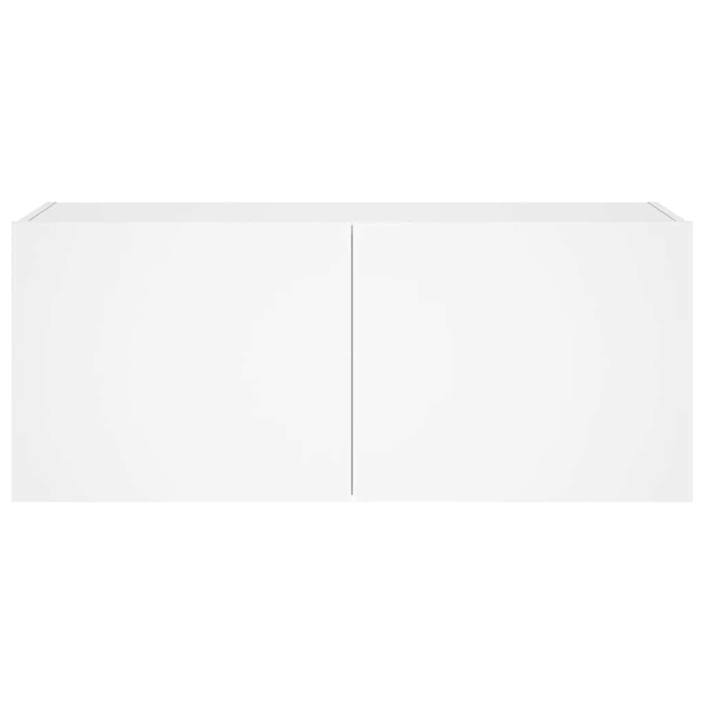vidaXL Ścienna szafka TV z LED, biała, 100x35x41 cm