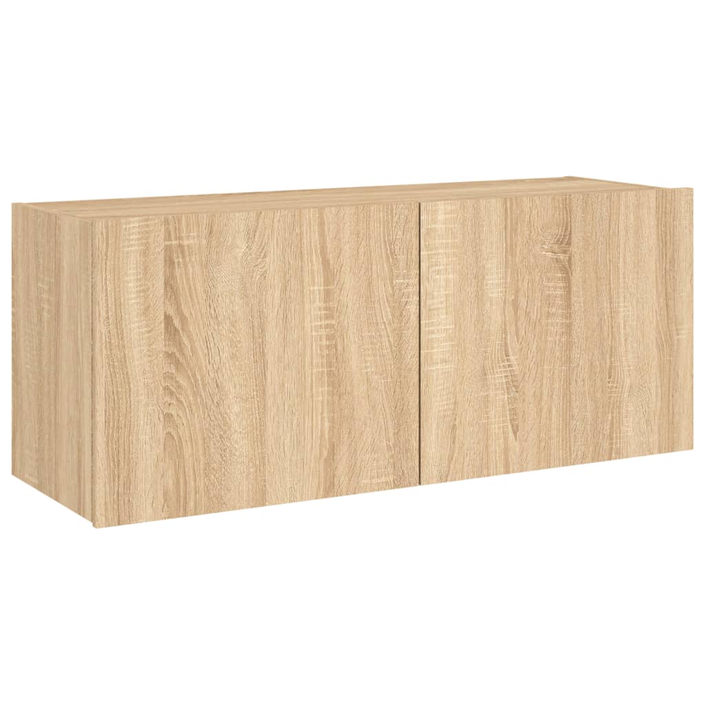vidaXL Ścienna szafka TV z LED, dąb sonoma, 100x35x41 cm