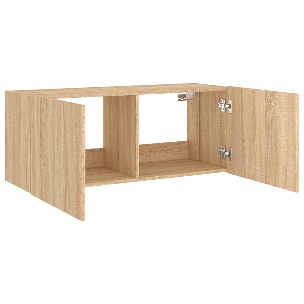 vidaXL Ścienna szafka TV z LED, dąb sonoma, 100x35x41 cm