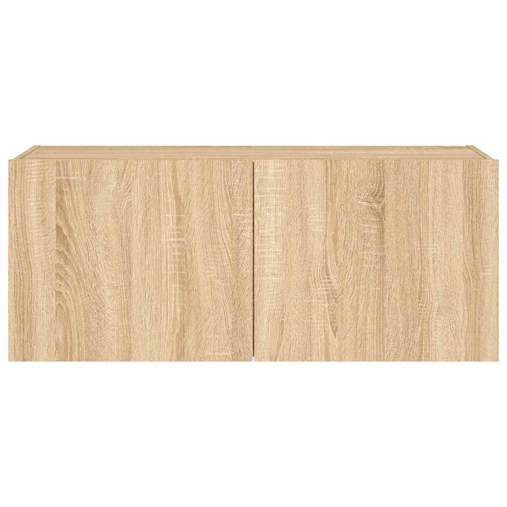 vidaXL Ścienna szafka TV z LED, dąb sonoma, 100x35x41 cm