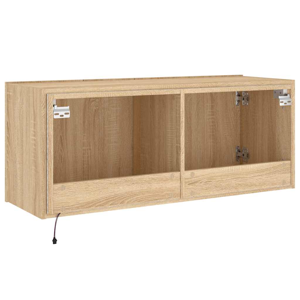 vidaXL Ścienna szafka TV z LED, dąb sonoma, 100x35x41 cm