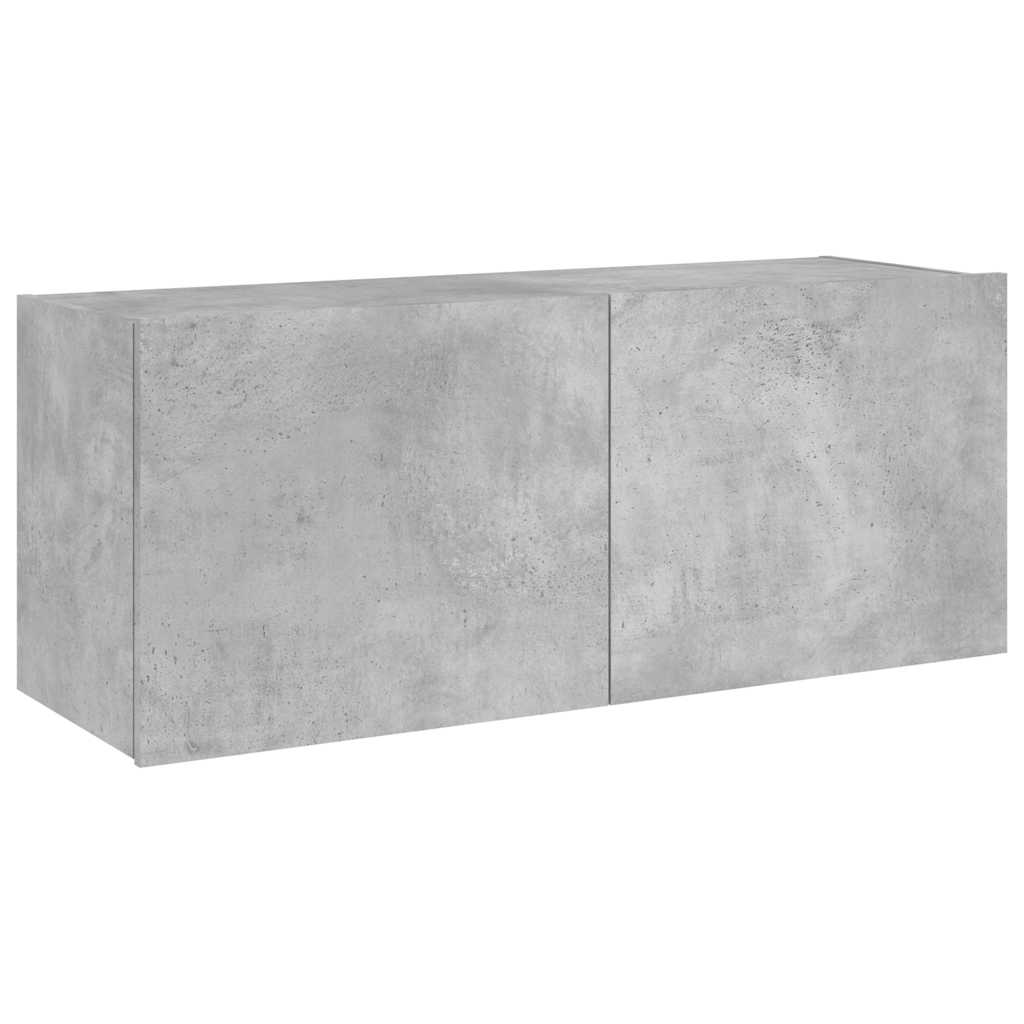 vidaXL Ścienna szafka TV z LED, szarość betonu, 100x35x41 cm