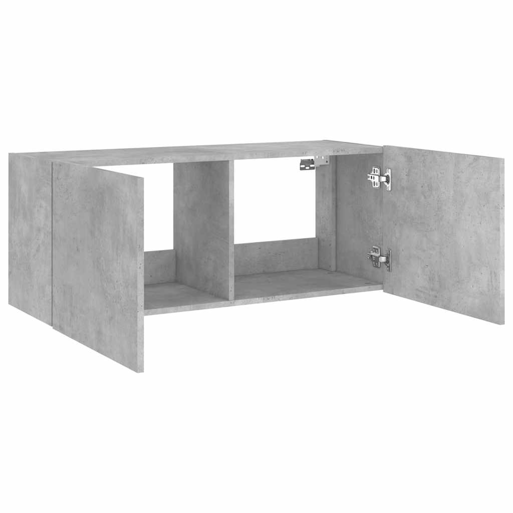 vidaXL Ścienna szafka TV z LED, szarość betonu, 100x35x41 cm
