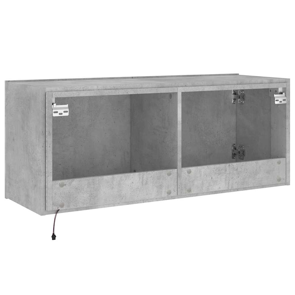 vidaXL Ścienna szafka TV z LED, szarość betonu, 100x35x41 cm
