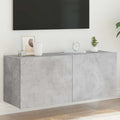 vidaXL Ścienna szafka TV z LED, szarość betonu, 100x35x41 cm