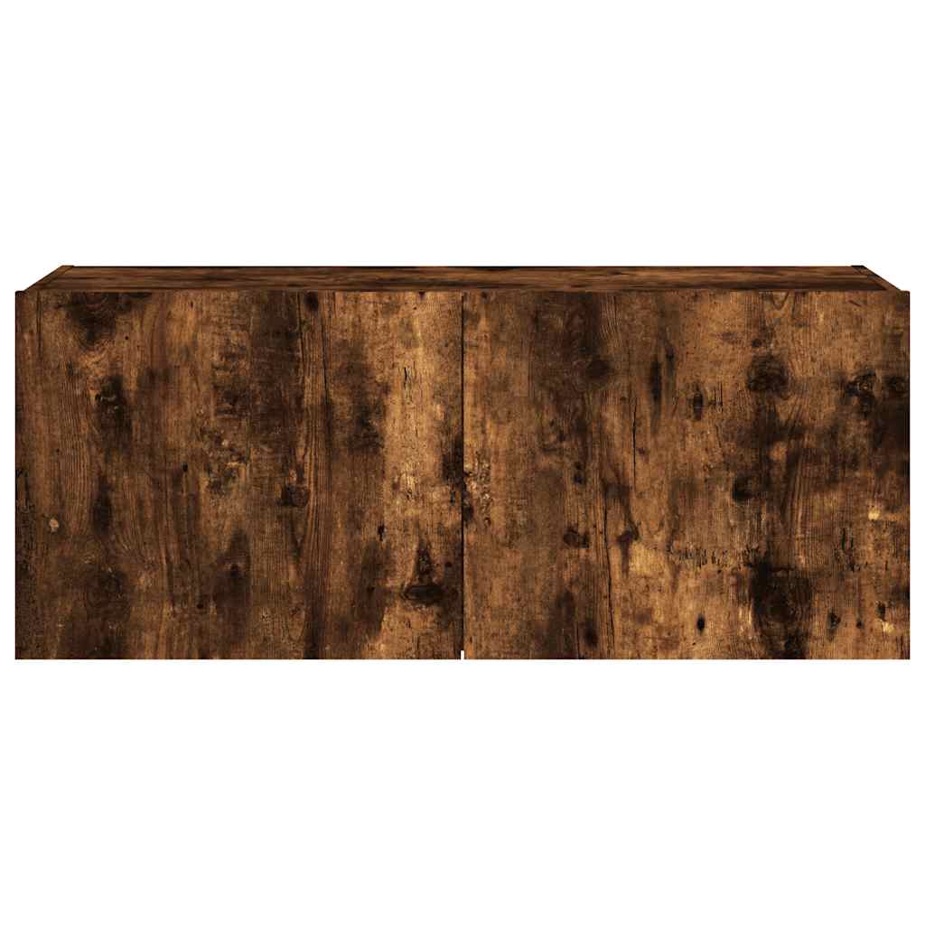 vidaXL Ścienna szafka TV z LED, przydymiony dąb, 100x35x41 cm