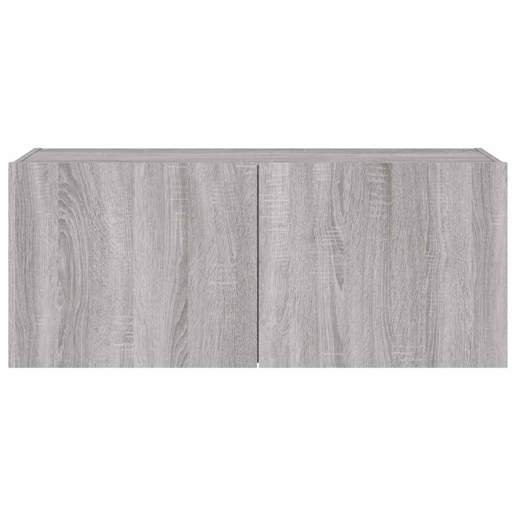 vidaXL Ścienna szafka TV z LED, szary dąb sonoma, 100x35x41 cm