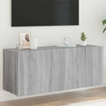 vidaXL Ścienna szafka TV z LED, szary dąb sonoma, 100x35x41 cm