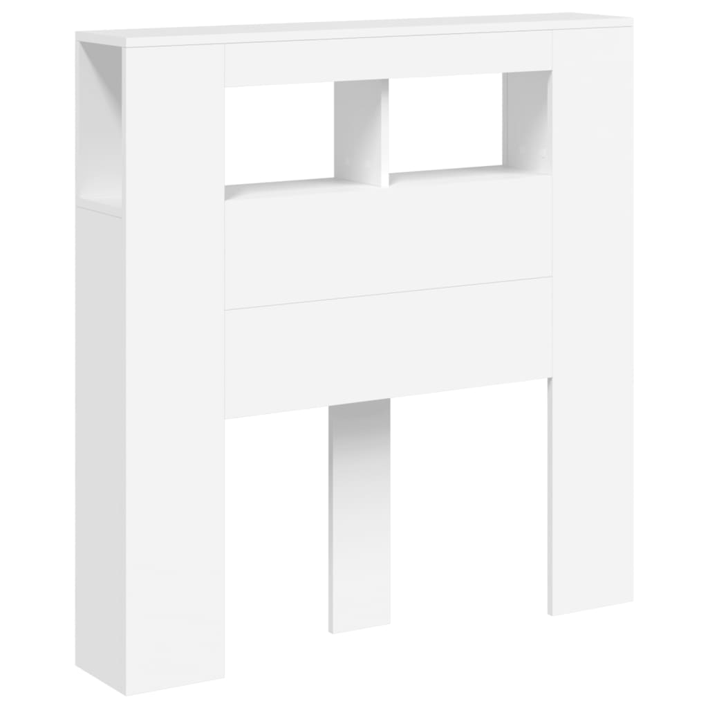 vidaXL Wezgłowie łóżka z LED, białe, 100x18,5x103,5 cm