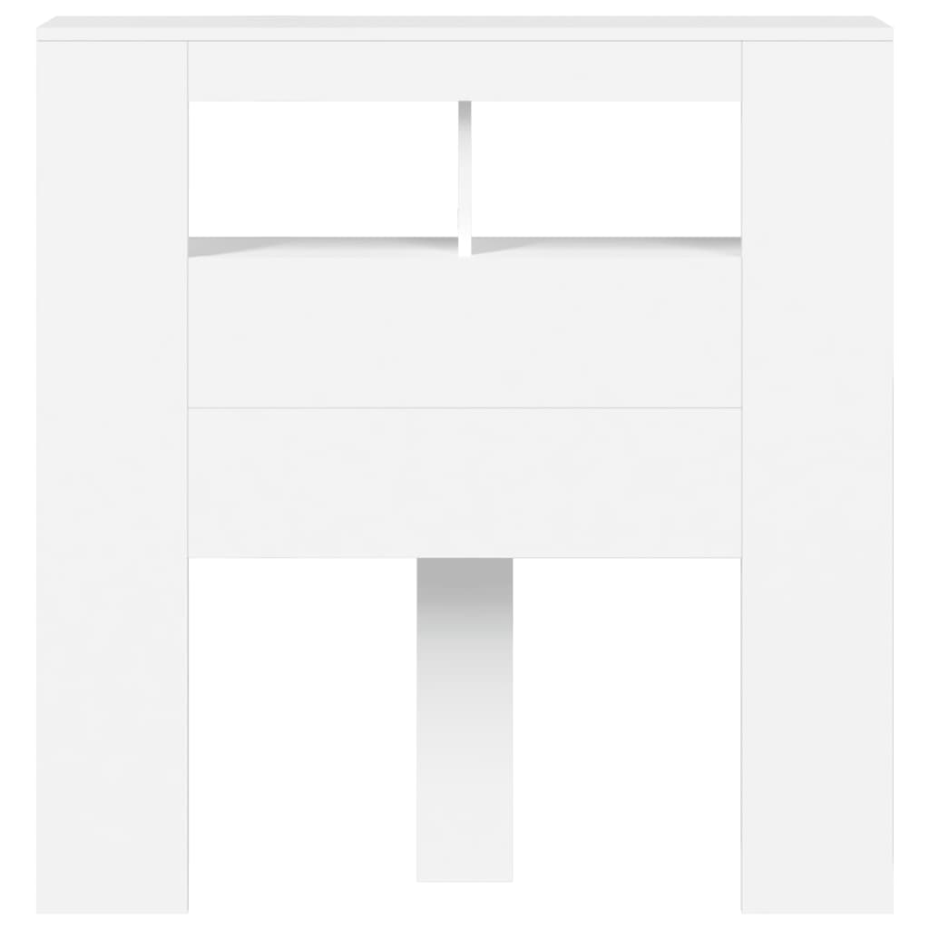 vidaXL Wezgłowie łóżka z LED, białe, 100x18,5x103,5 cm