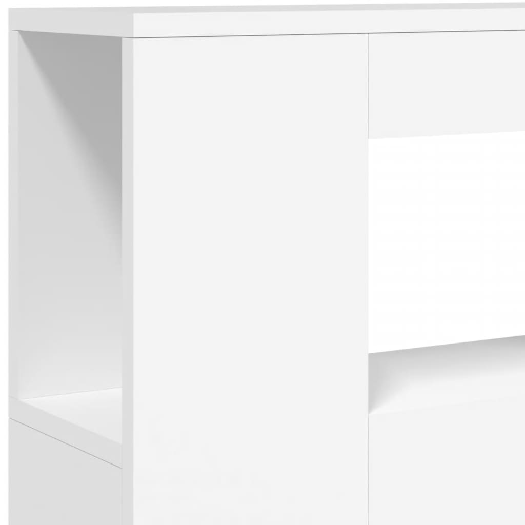 vidaXL Wezgłowie łóżka z LED, białe, 100x18,5x103,5 cm