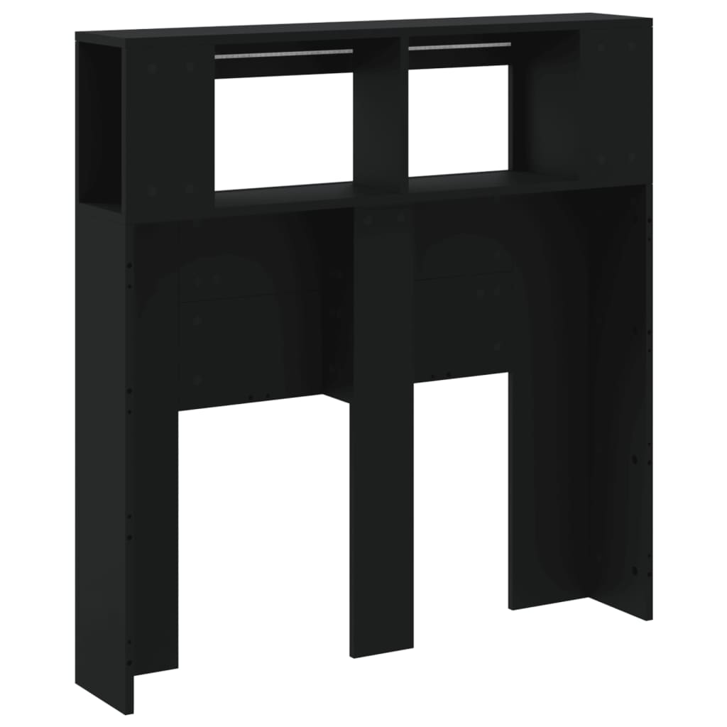 vidaXL Wezgłowie łóżka z LED, czarne, 100x18,5x103,5 cm