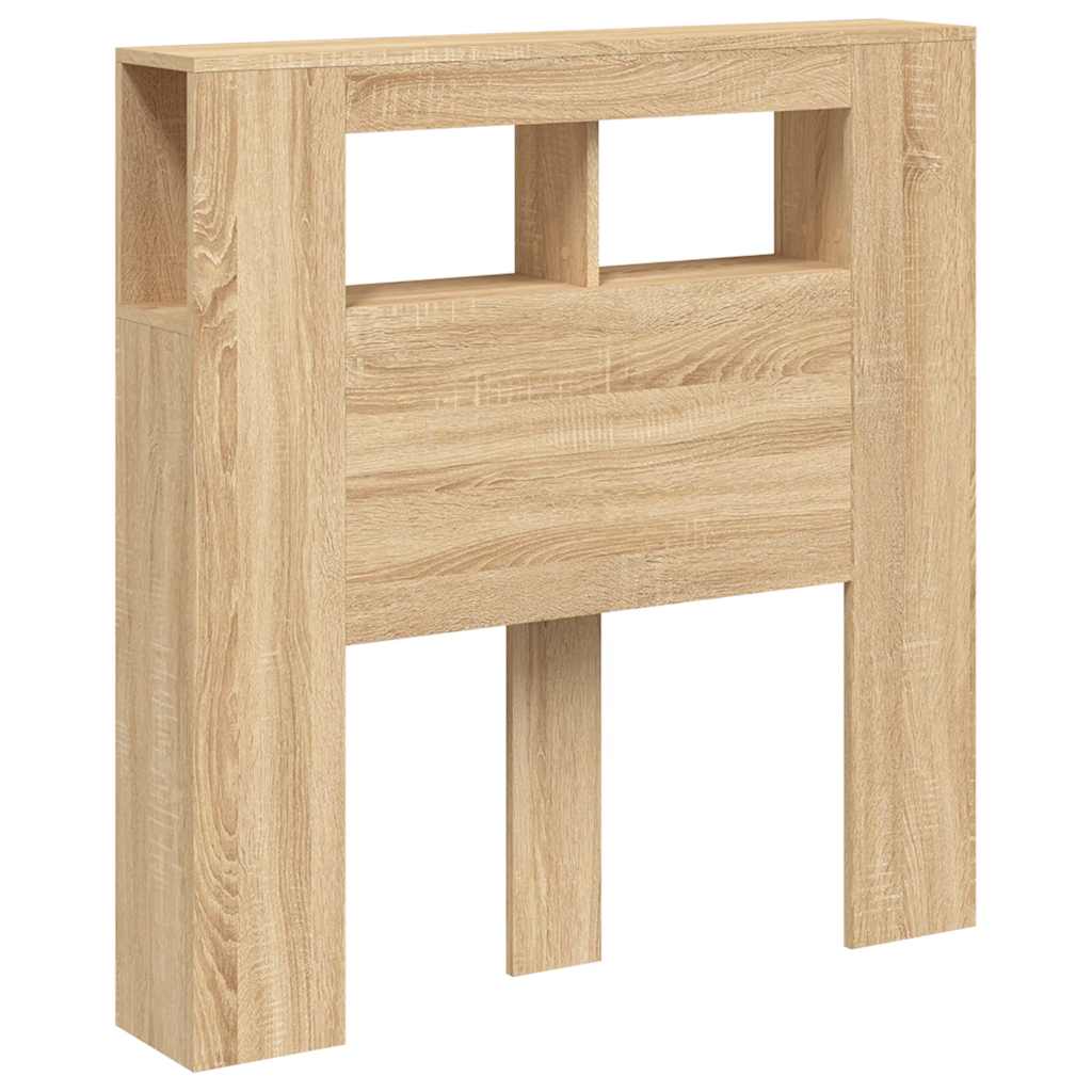 vidaXL Wezgłowie łóżka z LED, dąb sonoma, 100x18,5x103,5 cm
