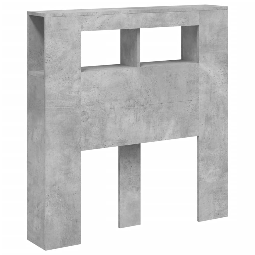 vidaXL Wezgłowie łóżka z LED, szarość betonu, 100x18,5x103,5 cm