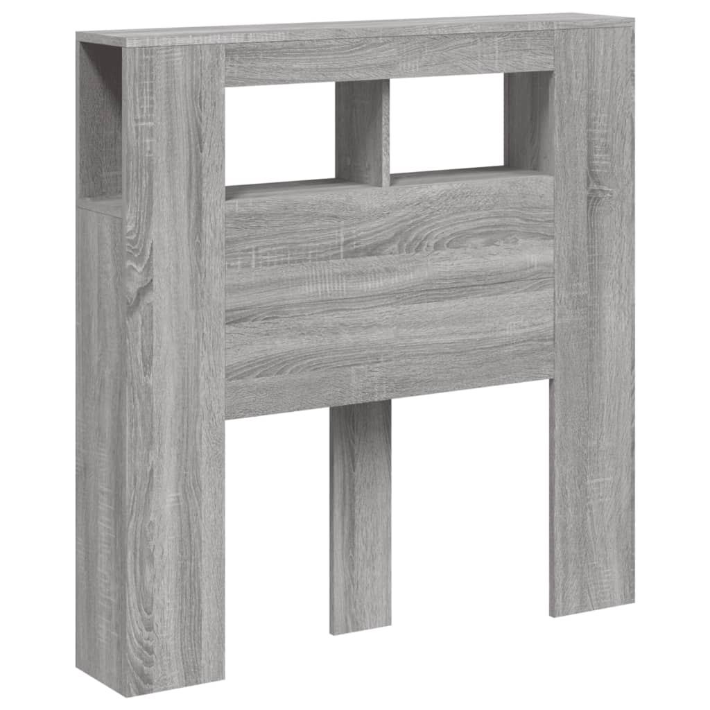 vidaXL Wezgłowie łóżka z LED, szary dąb sonoma, 100x18,5x103,5 cm