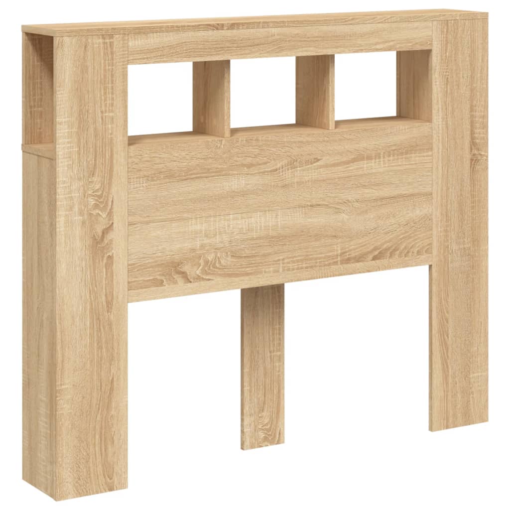 vidaXL Wezgłowie łóżka z LED, dąb sonoma, 120x18,5x103,5 cm