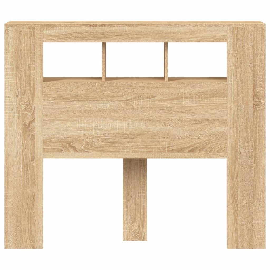 vidaXL Wezgłowie łóżka z LED, dąb sonoma, 120x18,5x103,5 cm