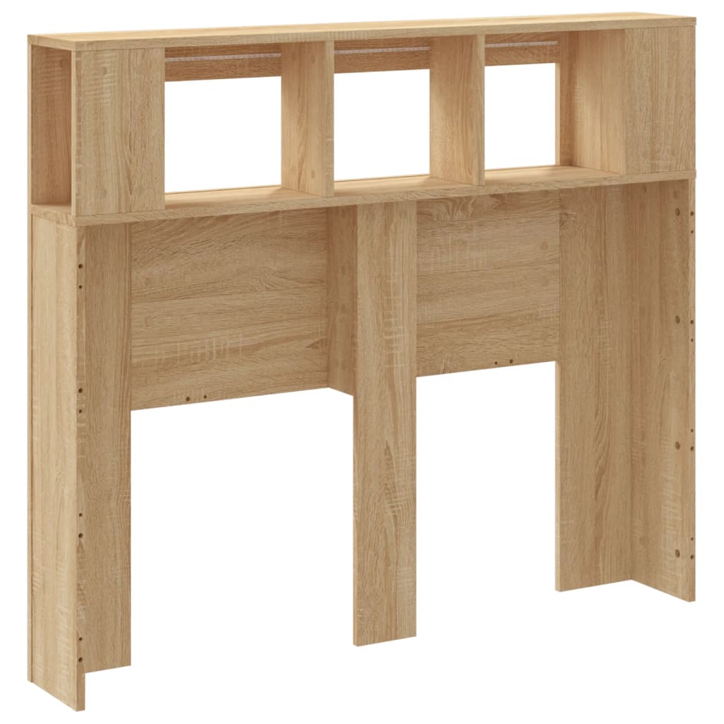 vidaXL Wezgłowie łóżka z LED, dąb sonoma, 120x18,5x103,5 cm