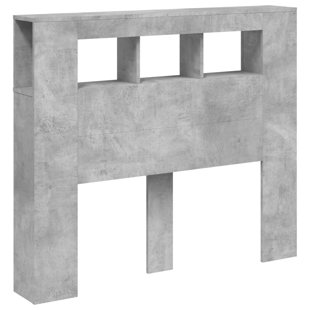 vidaXL Wezgłowie łóżka z LED, szarość betonu, 120x18,5x103,5 cm
