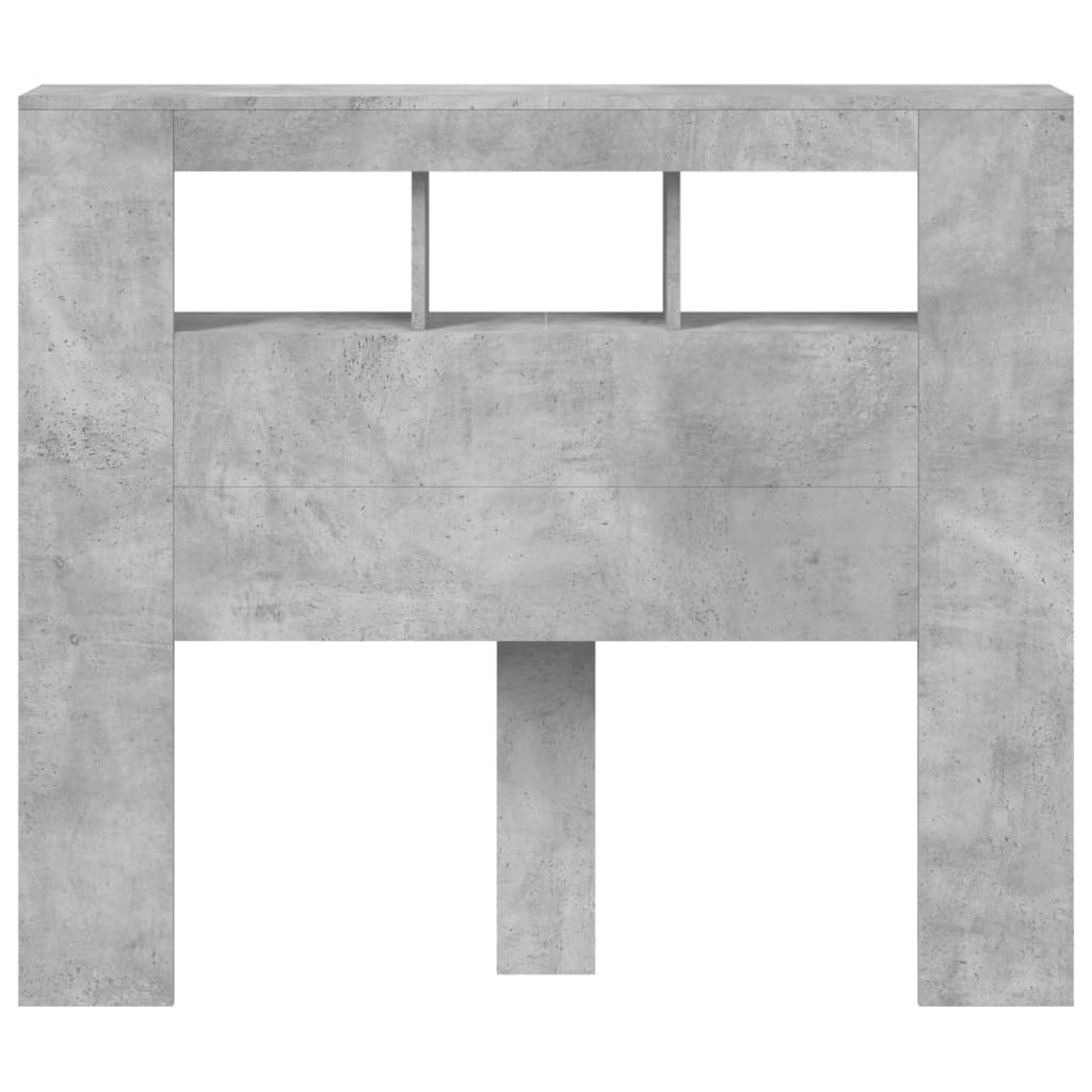 vidaXL Wezgłowie łóżka z LED, szarość betonu, 120x18,5x103,5 cm