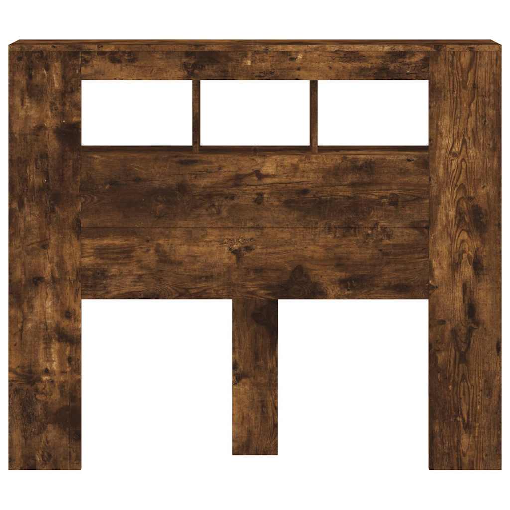 vidaXL Wezgłowie łóżka z LED, przydymiony dąb, 120x18,5x103,5 cm