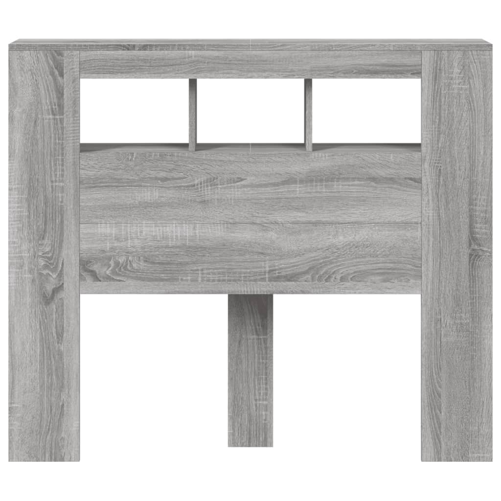 vidaXL Wezgłowie łóżka z LED, szary dąb sonoma, 120x18,5x103,5 cm