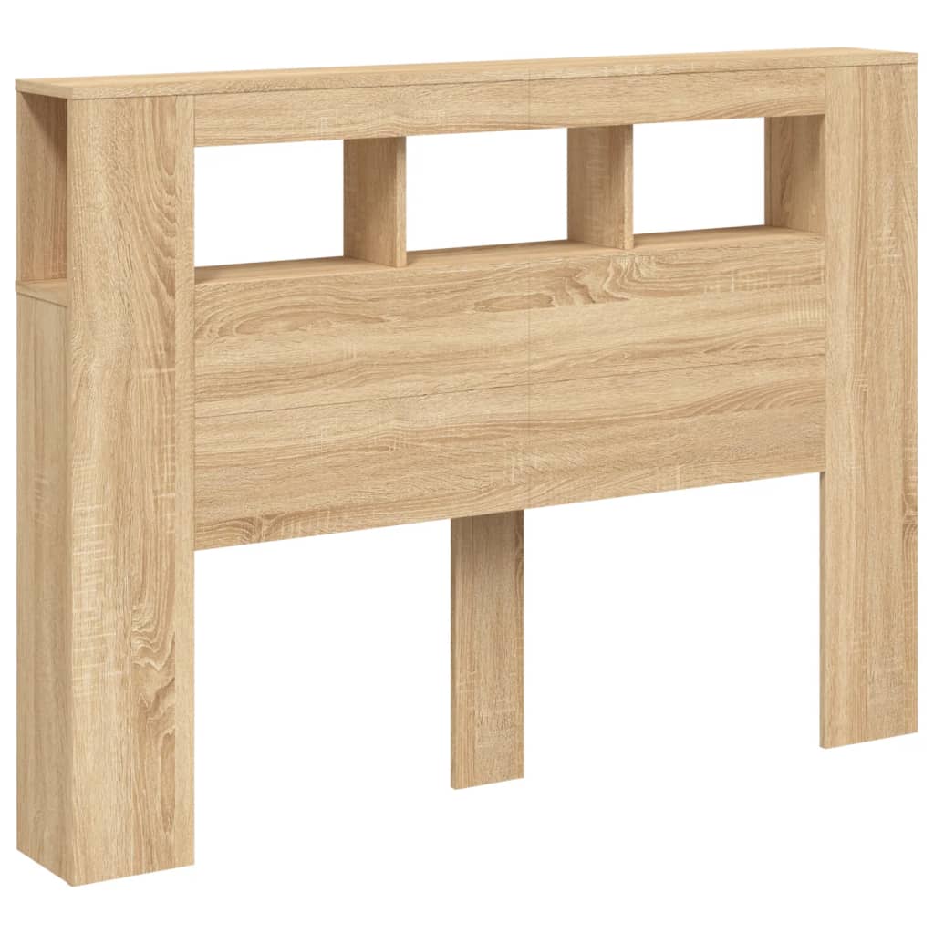 vidaXL Wezgłowie łóżka z LED, dąb sonoma, 140x18,5x103,5 cm