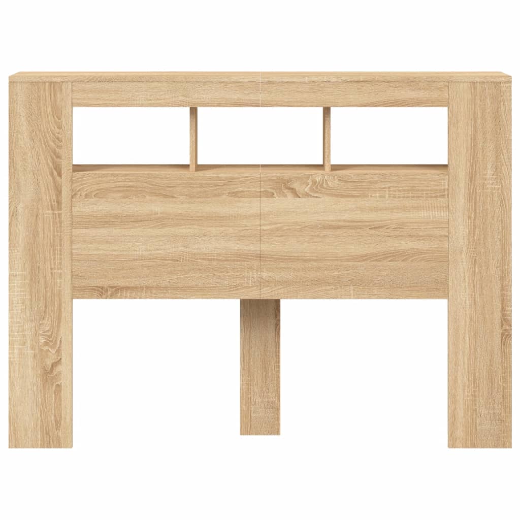 vidaXL Wezgłowie łóżka z LED, dąb sonoma, 140x18,5x103,5 cm