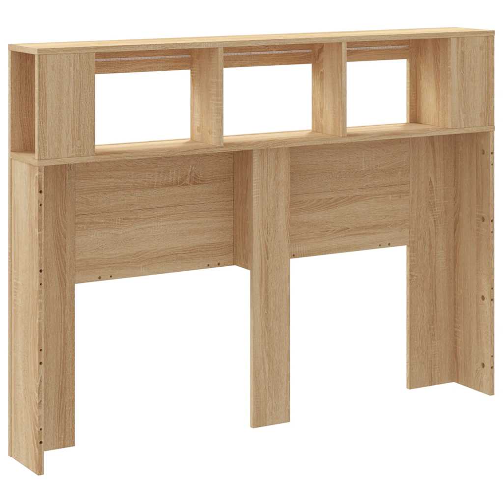 vidaXL Wezgłowie łóżka z LED, dąb sonoma, 140x18,5x103,5 cm